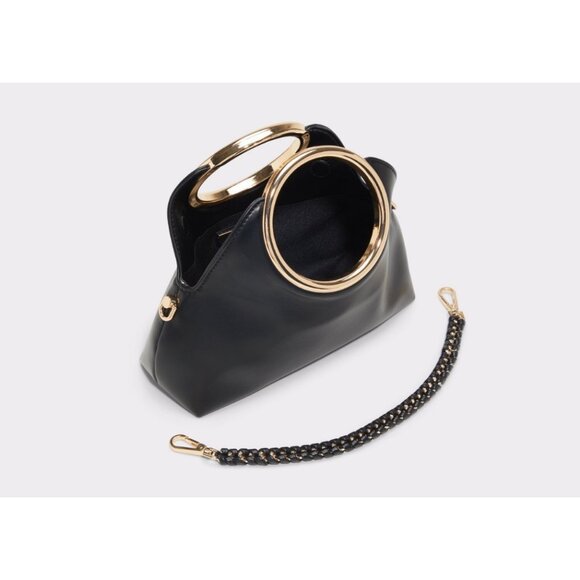 ALDO Kelhanix faux-leather women's round top handle satchel - Black / Gold - Picture 8 of 10